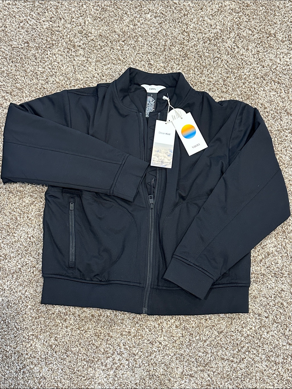 Vuori Black Women’s Halo Basin Bomber Jacket - Zip Front Casual Layer